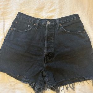 Re/Done Black Jean Shorts
